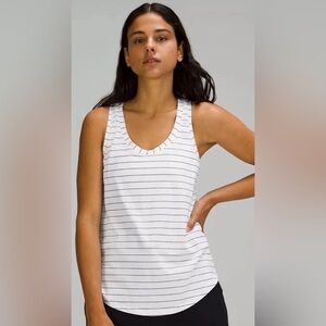 Lululemon Love Tank Top 14 Stripe Black White Pima Cotton Racerback Casual